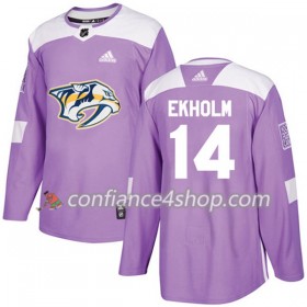 Adidas Maillot de Hockey Nashville Predators Mattias Ekholm 14 2017-2018 Violet Fights Cancer Practice Authentic - Homme